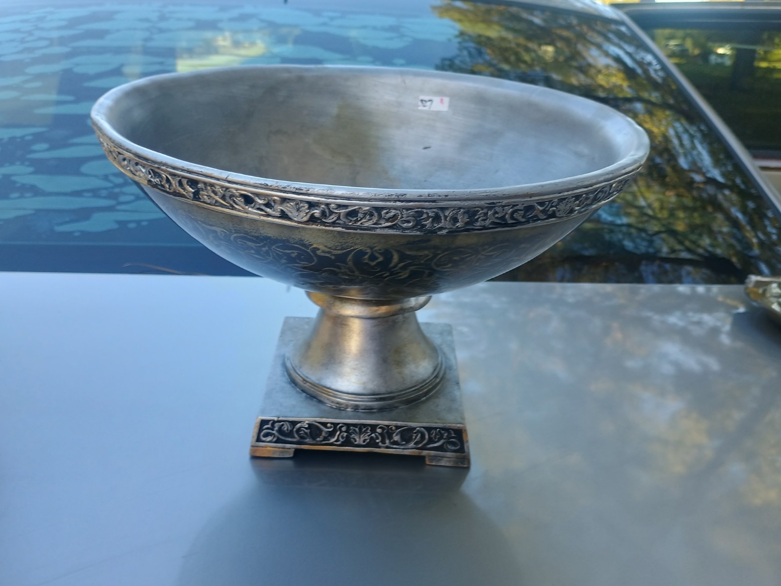 Large Heavy Metal Bowl Vintage Handmade In Mexico Pewter Spanish. Decor
