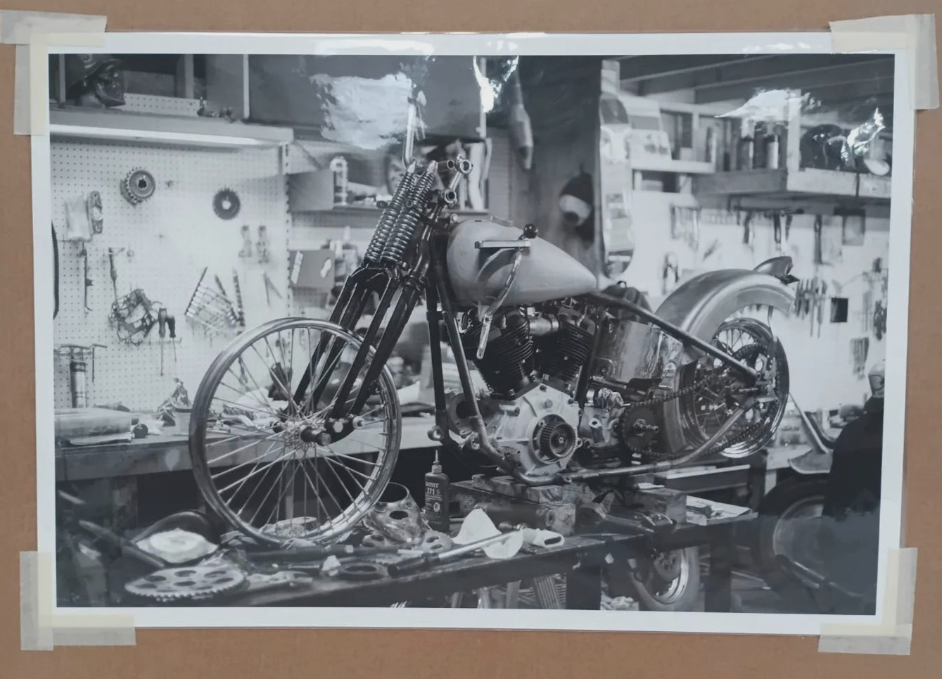 1938 HARLEY DAVIDSON ZIDAN? KNUCKLEHEAD VINTAGE MOTORCYCLE BUILD 14X20 PHOTO