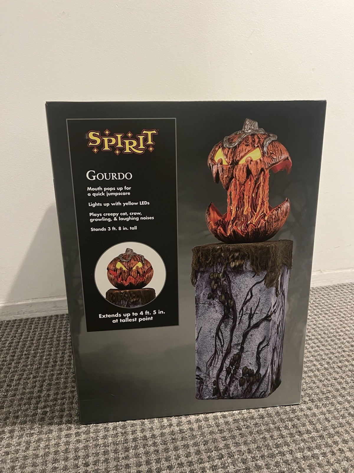 Spirit Halloween Gourdo 3’8” Animatronic NEW IN BOX Halloween Pumpkin