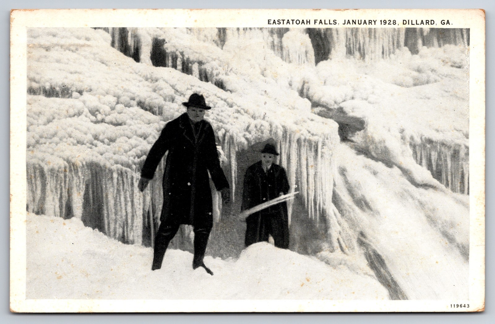 Eastatoah Falls in Winter Snow Ice Dillard Georgia GA c1930 Postcard Eastatoah Falls in Winter Snow Ice Dillard Georgia GA c1930 Postcard