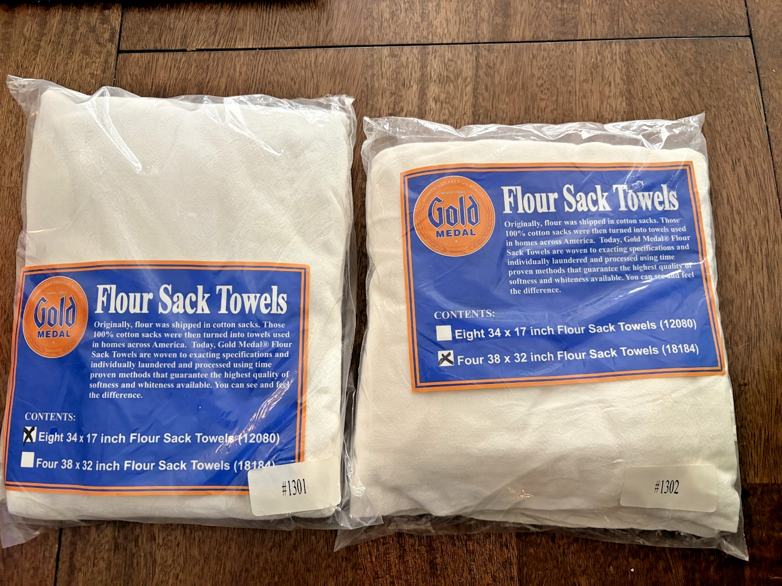 2 Vintage Gold Medal Flour Sack Towel Packs NOS Lot of 8 and Lot of 4