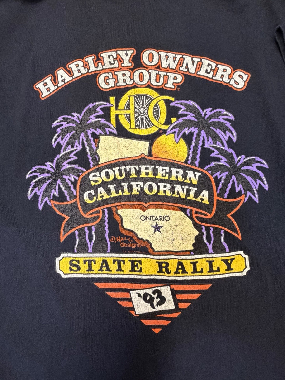 Vintage 1993 Harley HOG California State Rally T Shirt 3XL S Stitch RK Stratman