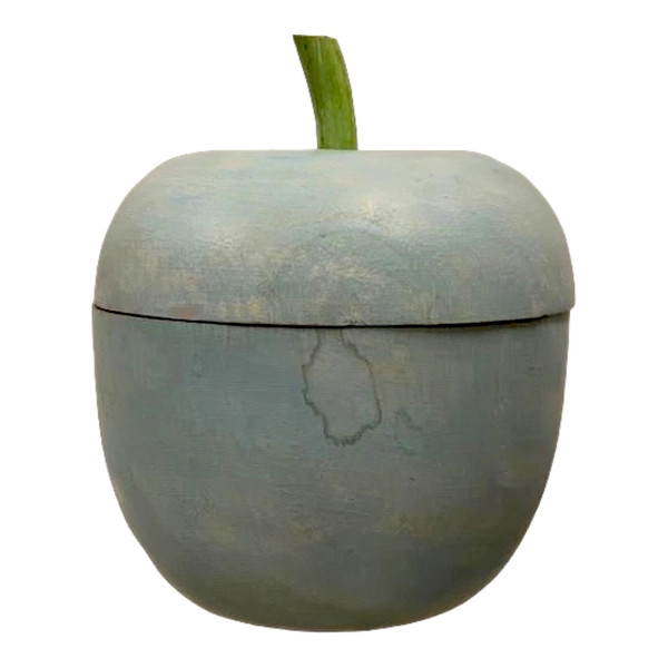 Vintage Hand-Painted Wooden Apple-Shaped Box – Decorative Art