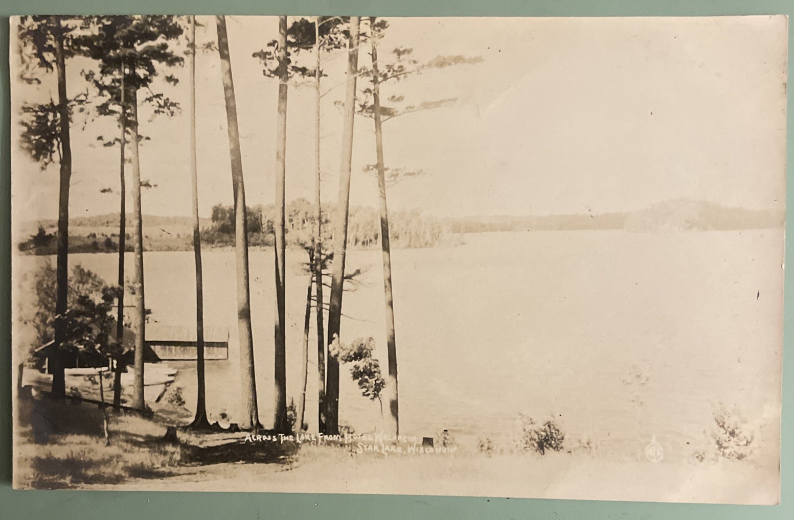 1910c Rppc Star Lake, Wisconsin across from hotel, Waldheim postcard 1910c Rppc Star Lake, Wisconsin across from hotel, Waldheim postcard
