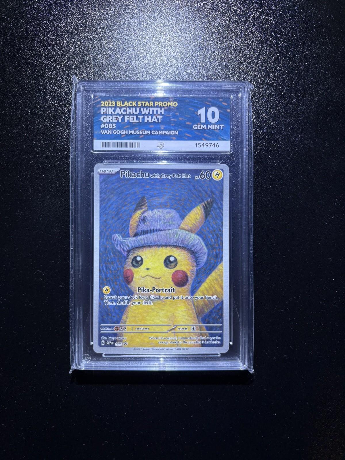 Pokémon TCG Pikachu Grey Felt Hat ACE 10 gem mint