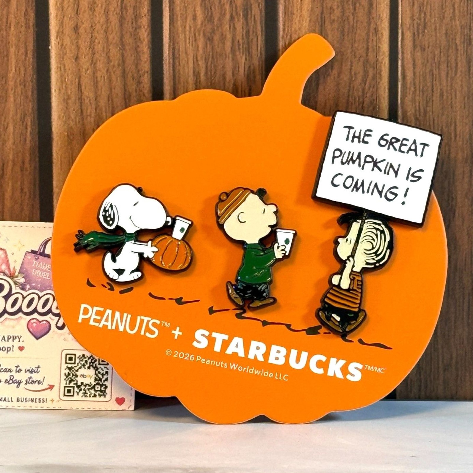 Starbucks x Peanuts SNOOPY Great Pumpkin Enamel Pins (Set of 3) NEW