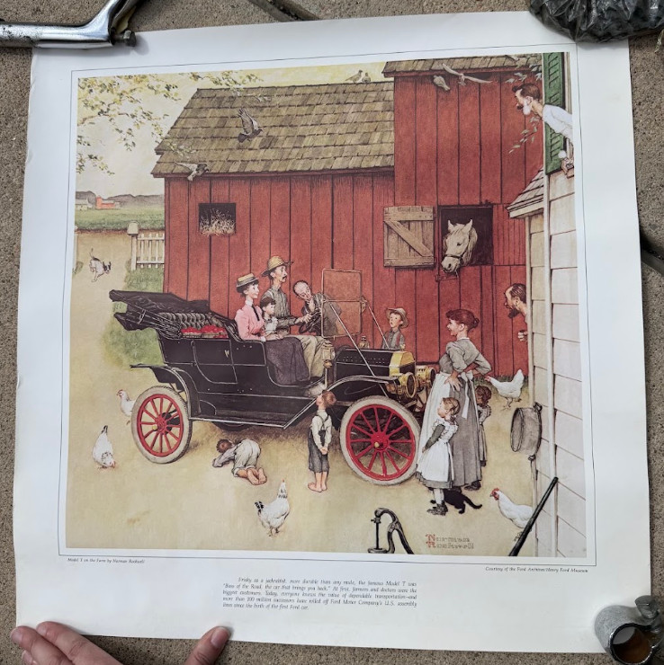 Vintage Norman Rockwell Ford 50th Anniversary Print Set 4 Henry Model T A Quadri