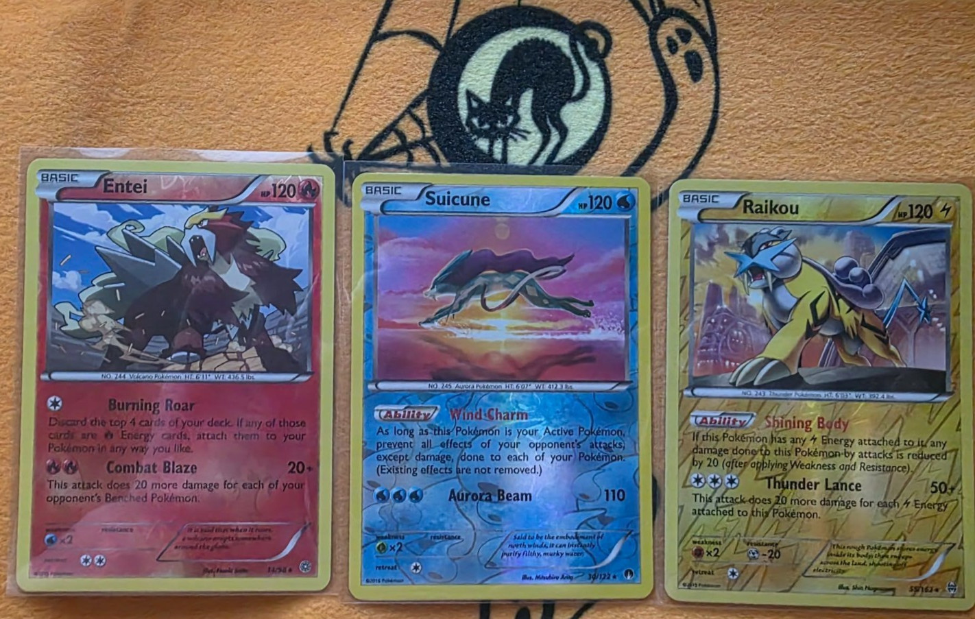 XY Era Breakthrough Ancient Origins Reverse Holos Entei Suicune Raikou LP