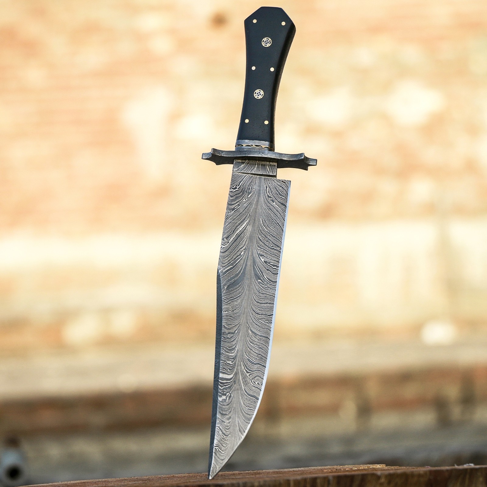 Custom Handmade Damascus Survival Large Hunting Bowie Knife 15 Inch Full Tang