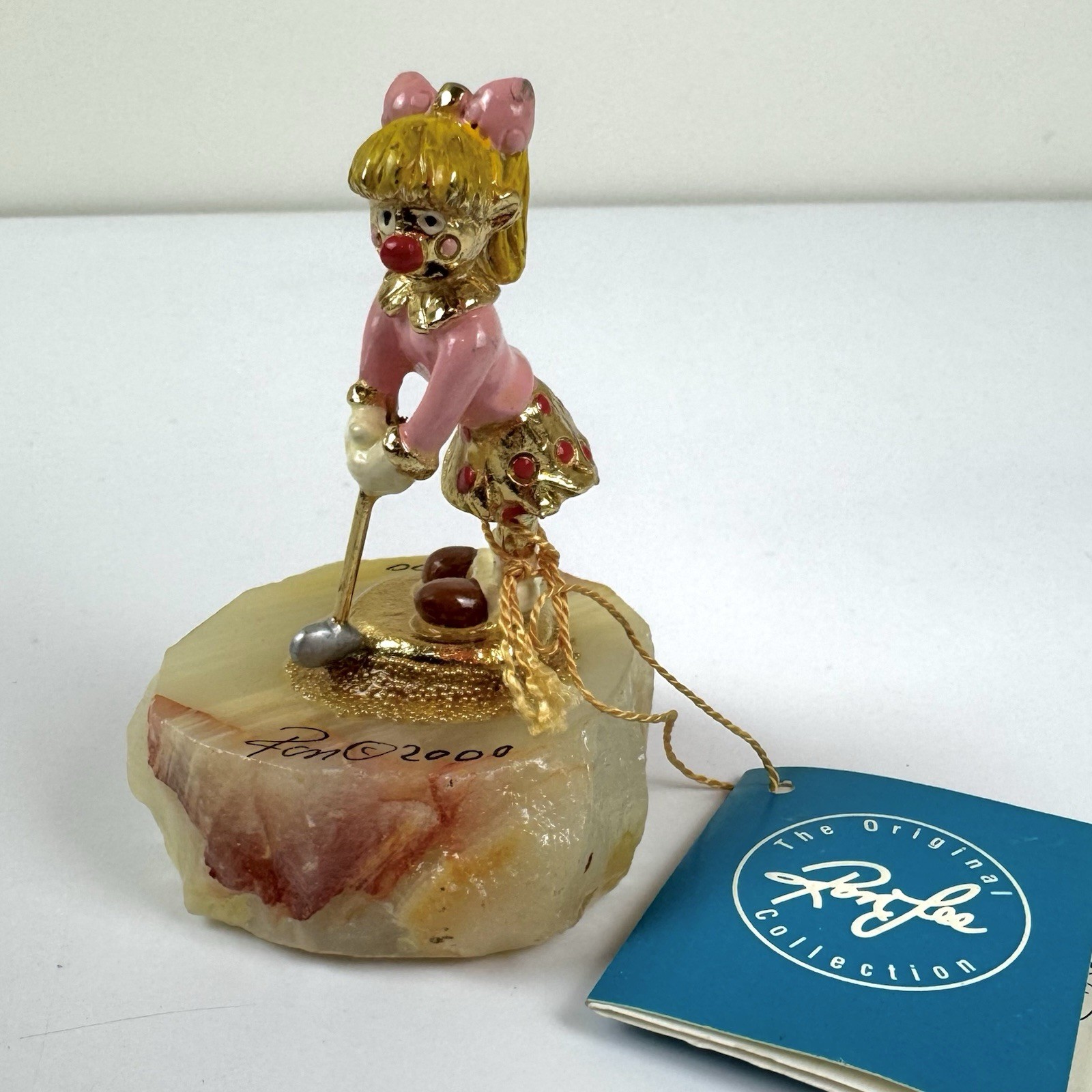 Ron Lee Collectors Club 24K Plated Accents Female Lady Golfer Figurine on Quartz