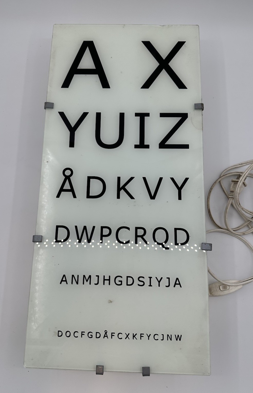 RARE Working Gyllen 56 Eye Chart Wall Lamp Light Box (heavy)