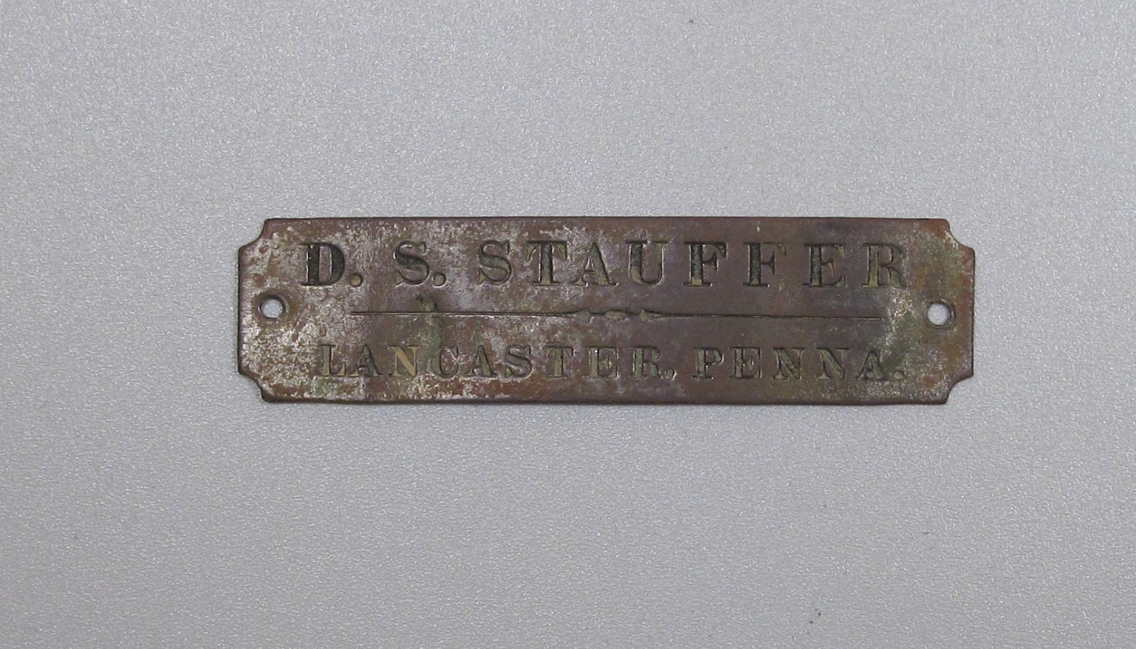 Vintage Dog Owner's Tag D.S. Stauffer Lancaster, PA Good Shape
