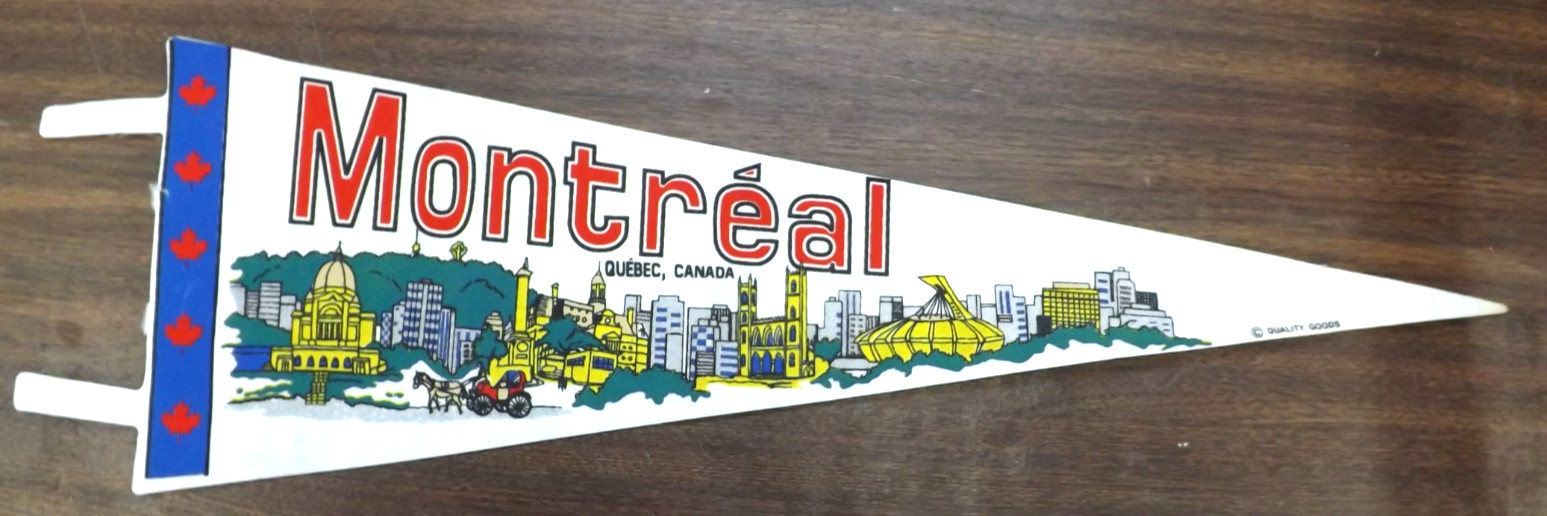 VINTAGE 1970s MONTREAL QUEBEC CANADA PENNANT PRETTY BANNER 24.5\