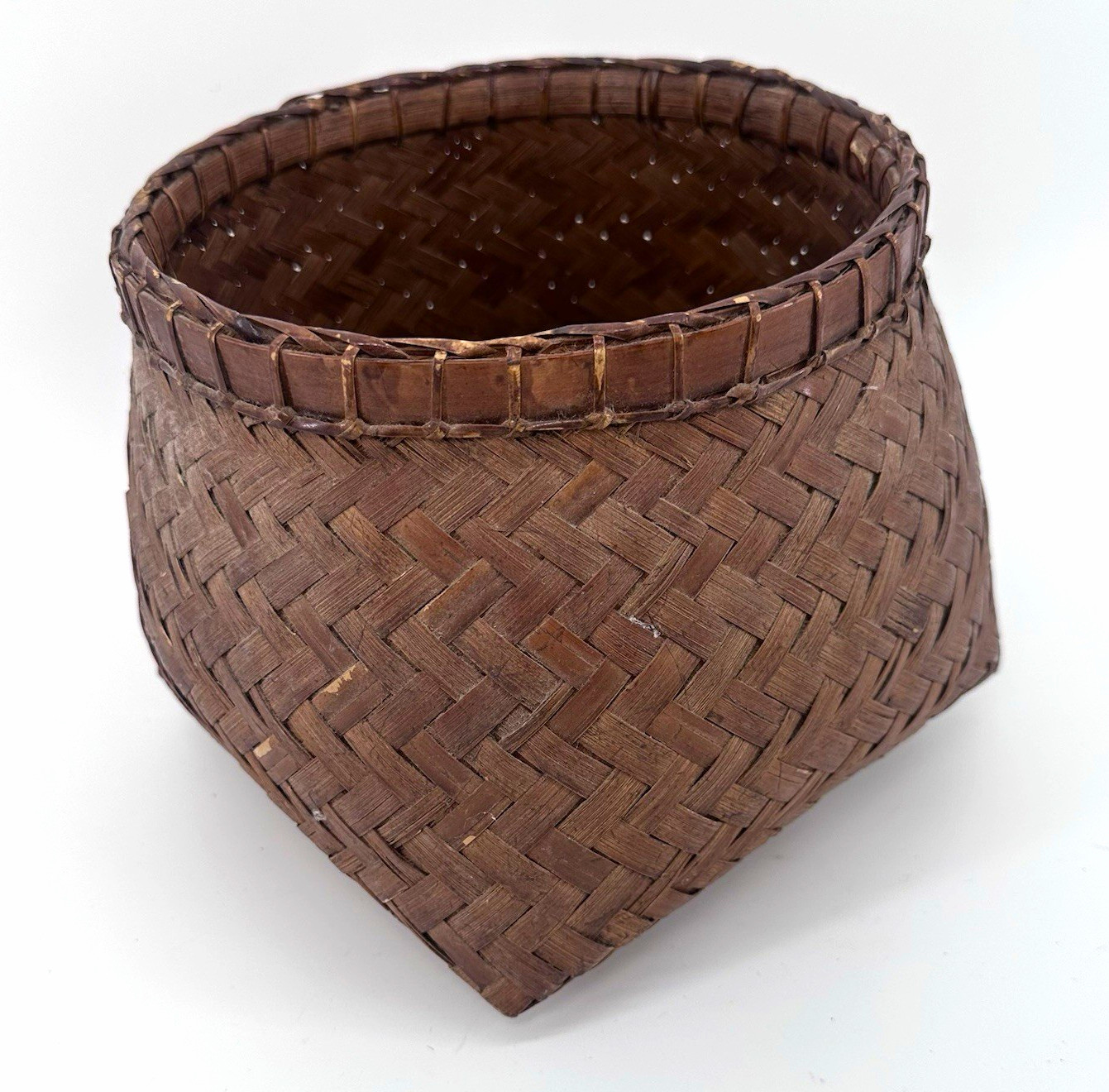 Vintage Ifugao Snail Basket Philippines Woven Bamboo Rattan Tribal Folk Art 8\