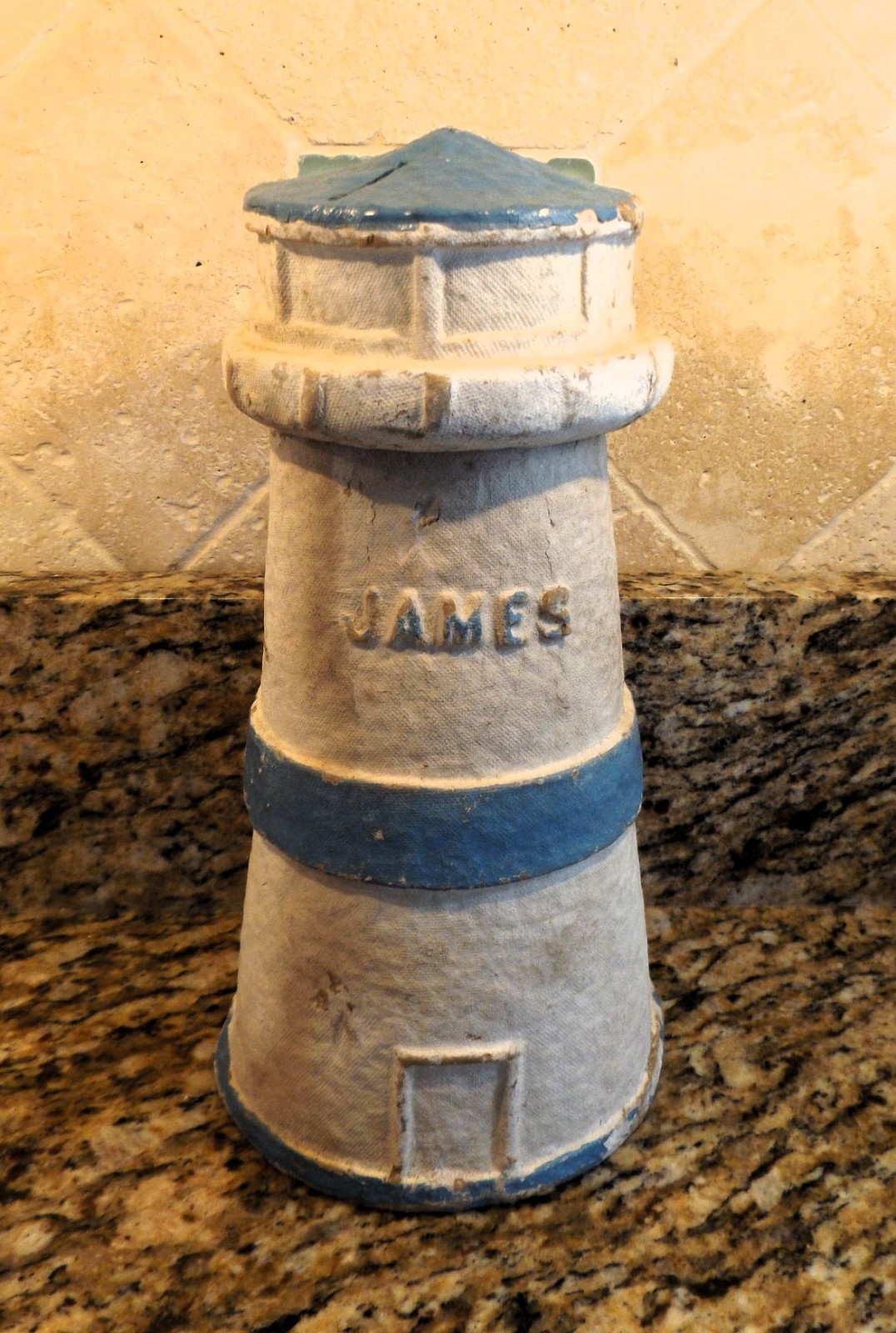 VINTAGE 1950\'S JAMES SALT WATER TAFFY RARE NJ SHORE LIGHTHOUSE CONTAINER BANK