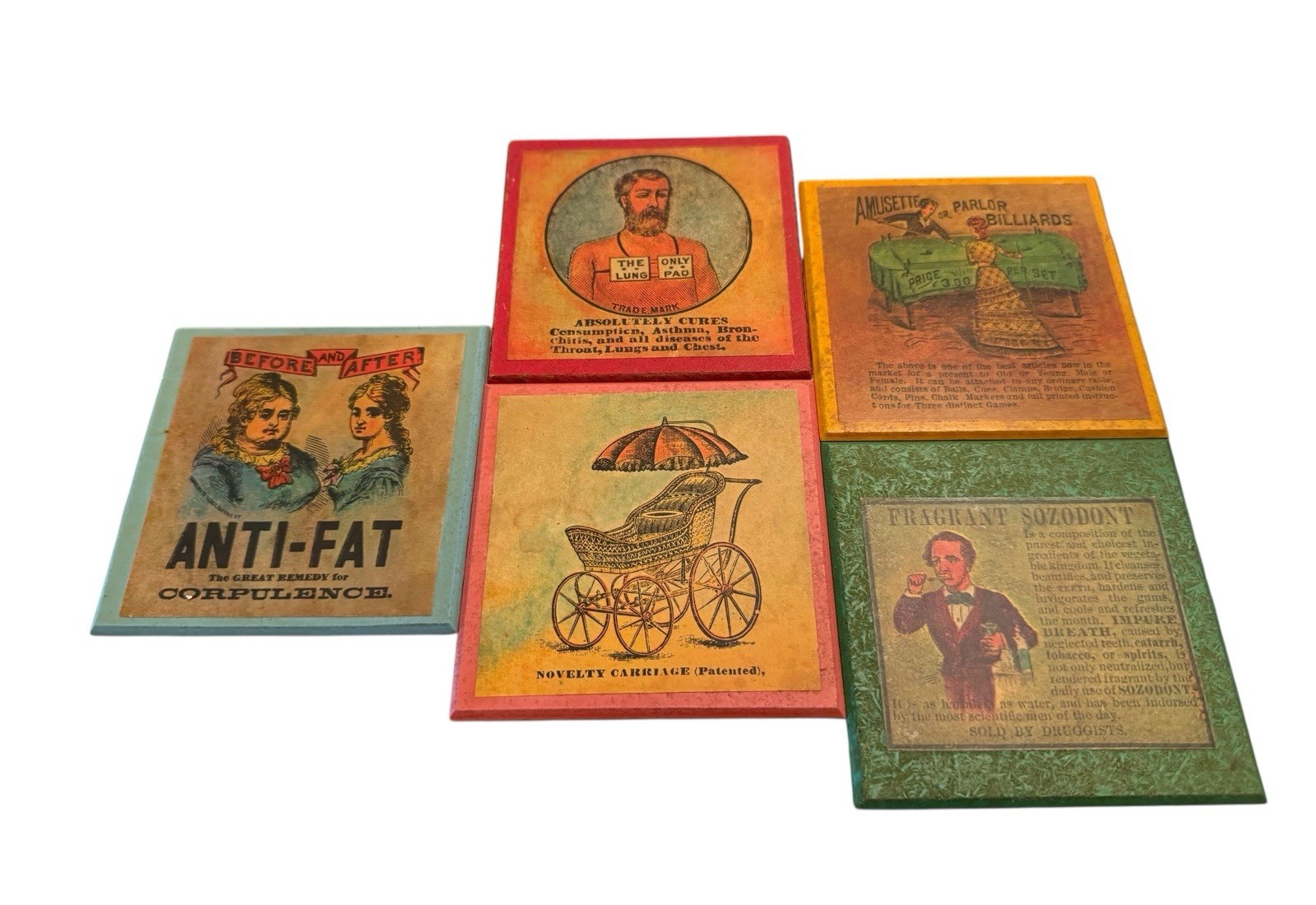 5 Vintage Style Coasters Medical Anti-Fat Lung Pad Carriage Billiards 5 Vintage Style Coasters Medical Anti-Fat Lung Pad Carriage Billiards