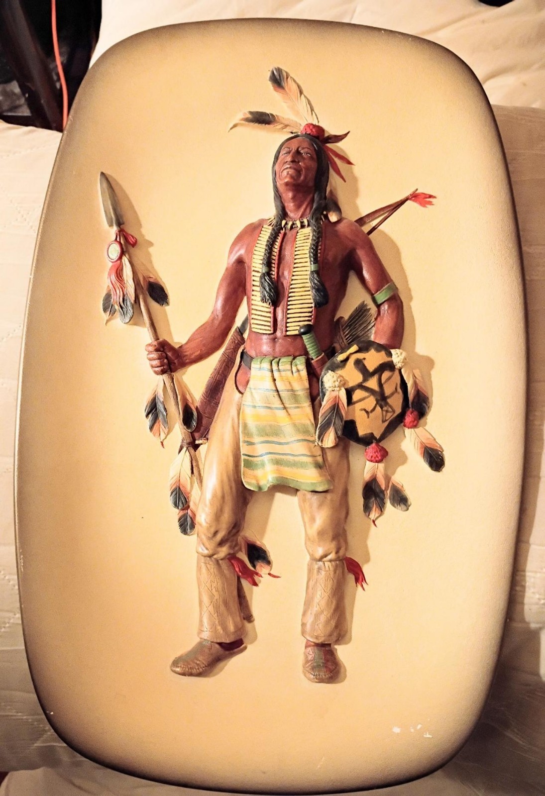 Vintage 1959 W.H. Bossons Native American Chief wall plaque & Spoon Holder Set