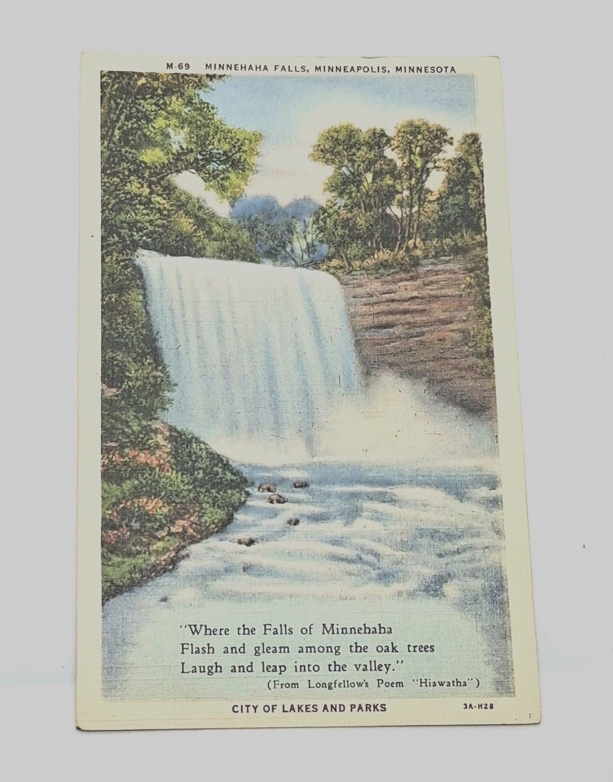 Postcard: Minnehaha Falls Minneapolis Minnesota Linen City of Lakes and Parks