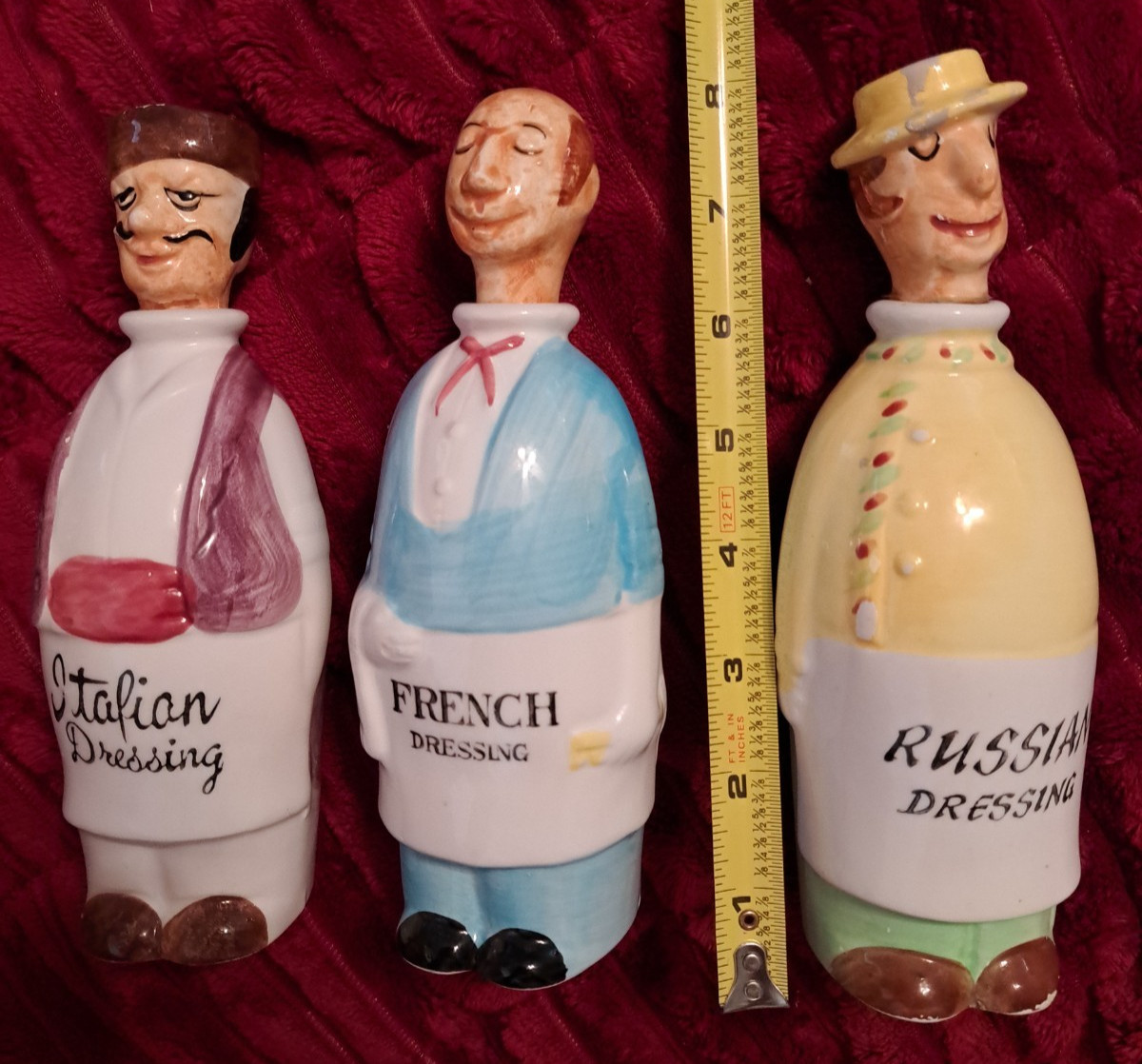 Vintage NASCO Japan Anthropomorphic Salad Dressing Cruets Set of 3 Italian...