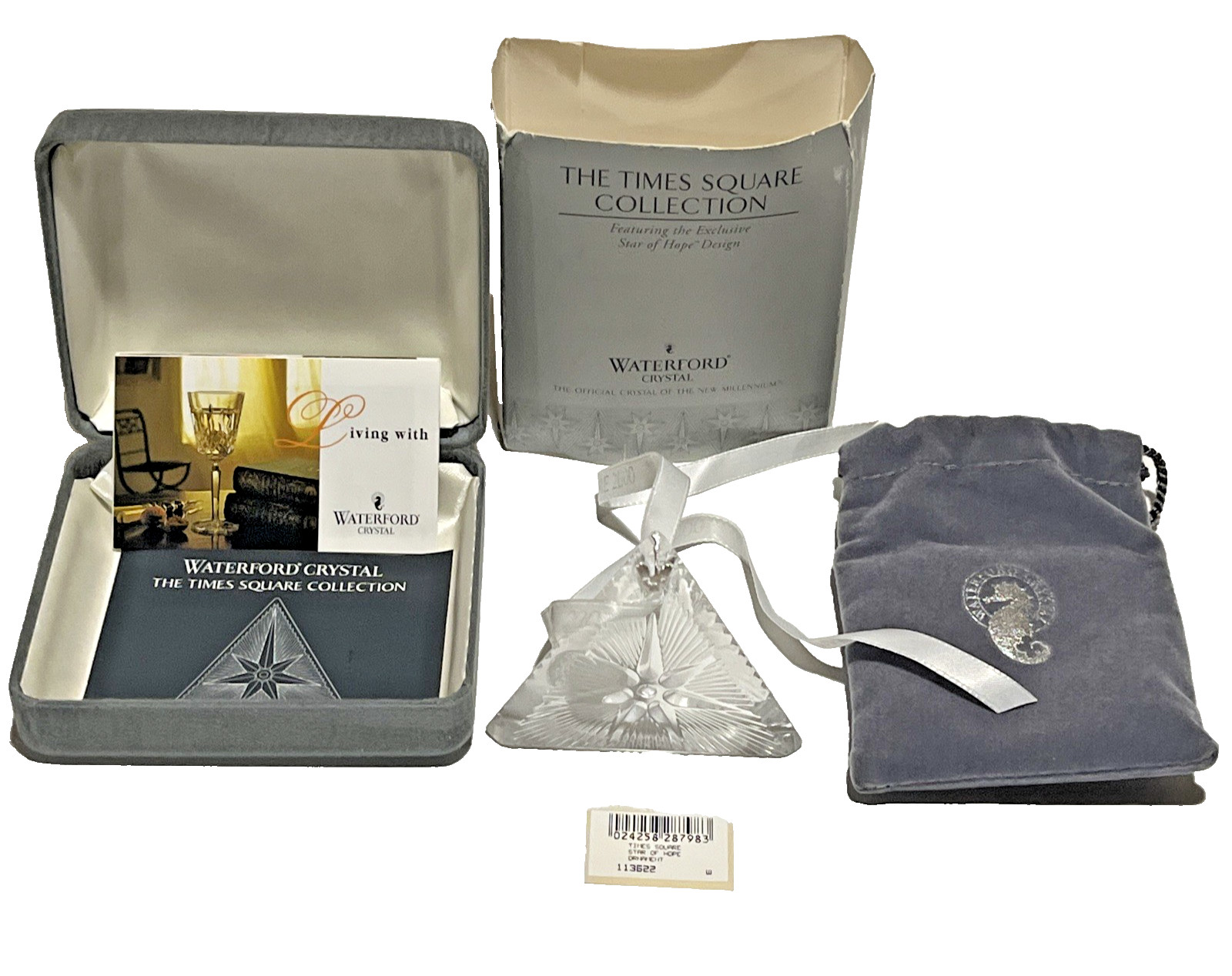 WATERFORD Crystal TIMES SQUARE Star of Hope 2000 Christmas Ornament w/Box Signed