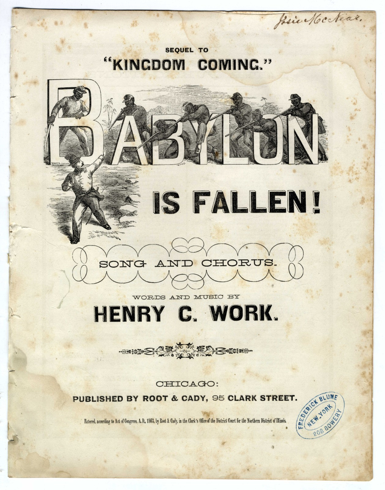 1863  BABYLON IS FALLEN  Southern Black Soldiers ex Slaves Civil War Sheet Music