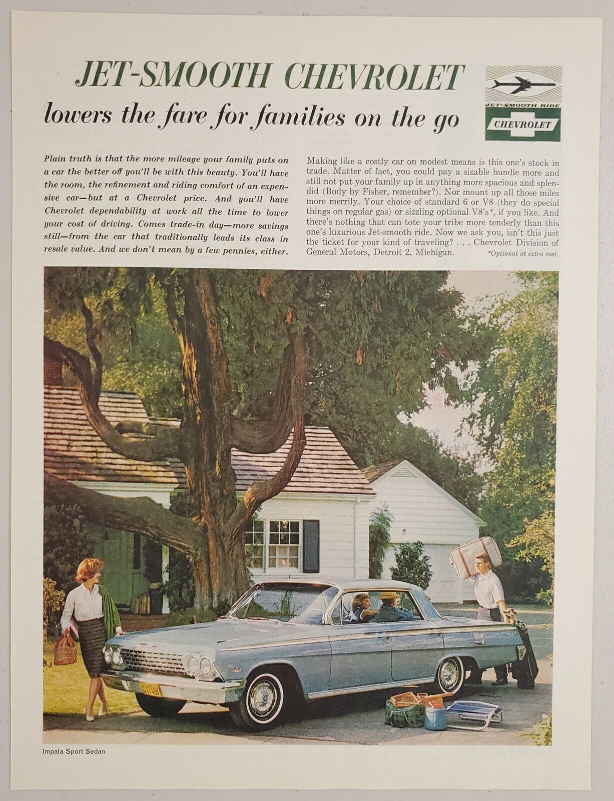 1962 Print Ad Chevrolet Impala 4-Door Sport Sedan Family Readies for Picnic