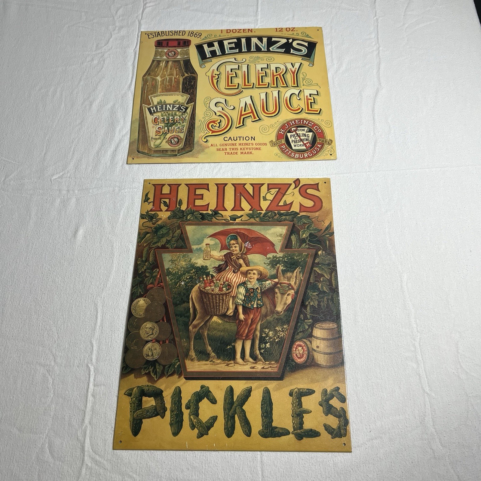 Vintage Heinz Pickles/Heinz Celery Sauce Embossed Metal Sign 1993 New in Wrap