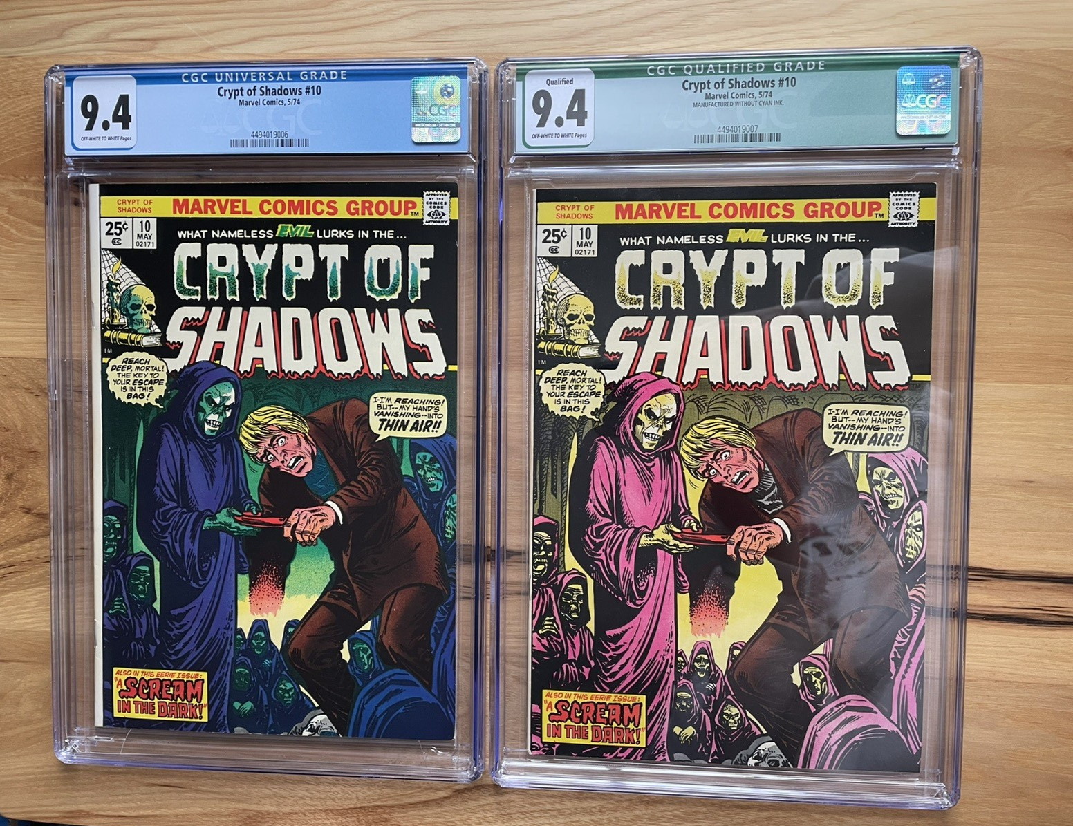 Marvel Horror Crypt of Shadows #10 CGC 9.4 SET (1974) ERROR RARE