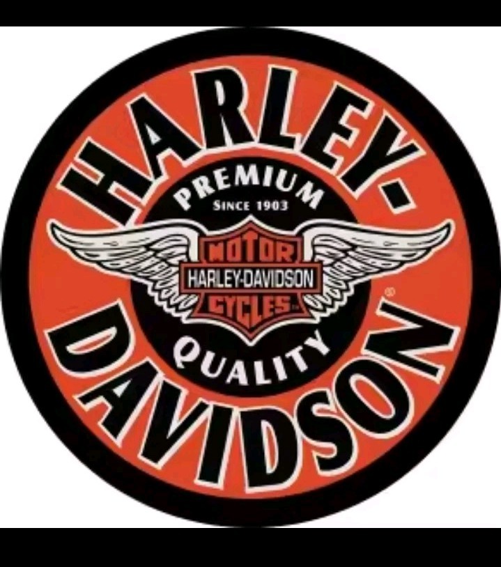 12-in Harley Davidson  Winged Bar & Shield Flat Aluminum Sign Black And Orange 