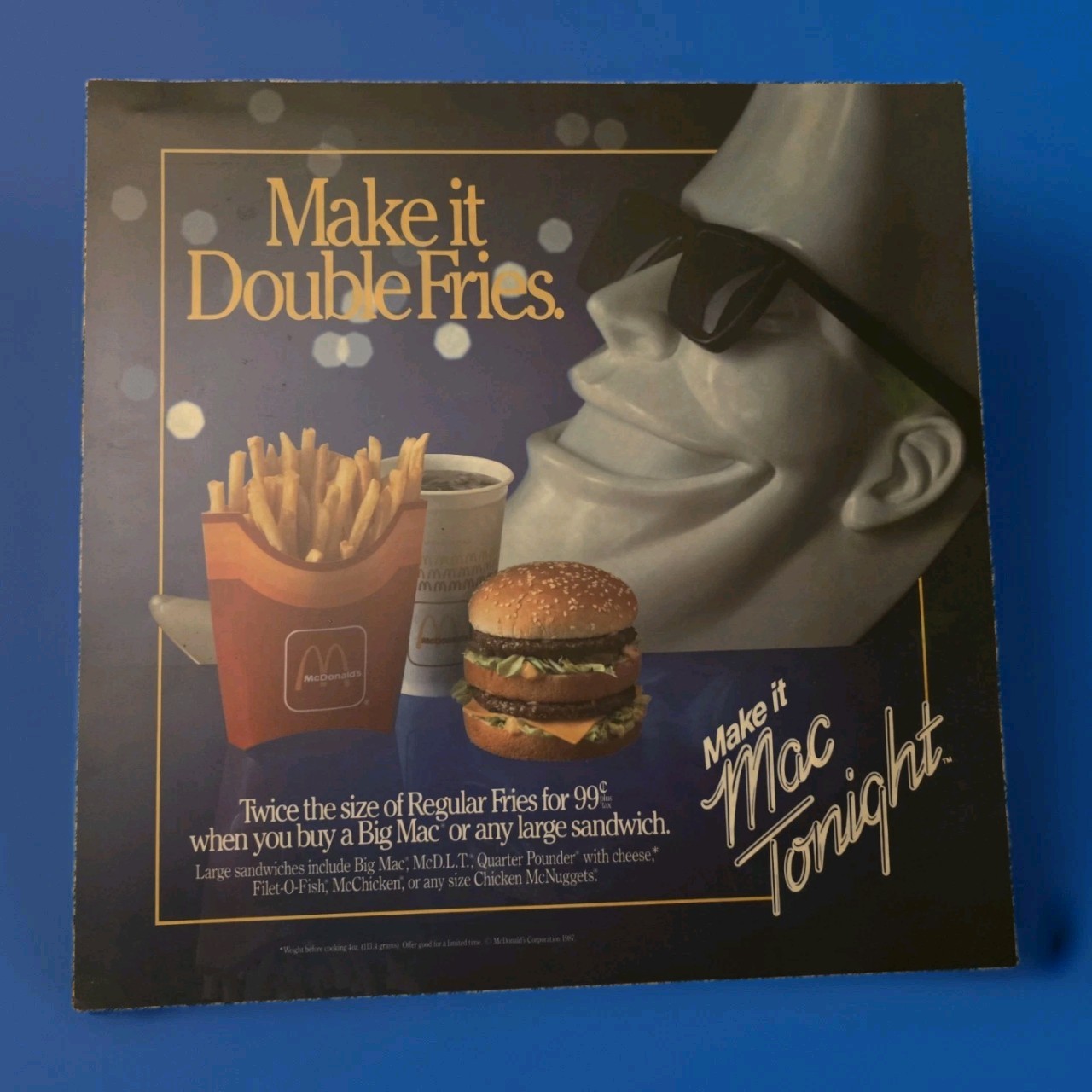 1987 vintage McDonald's Mac Tonight Translite sign 