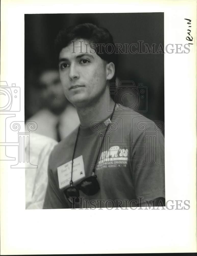 1988 Press Photo Robert Salazar, New Mexico, at PEP Session Meeting at Marriott