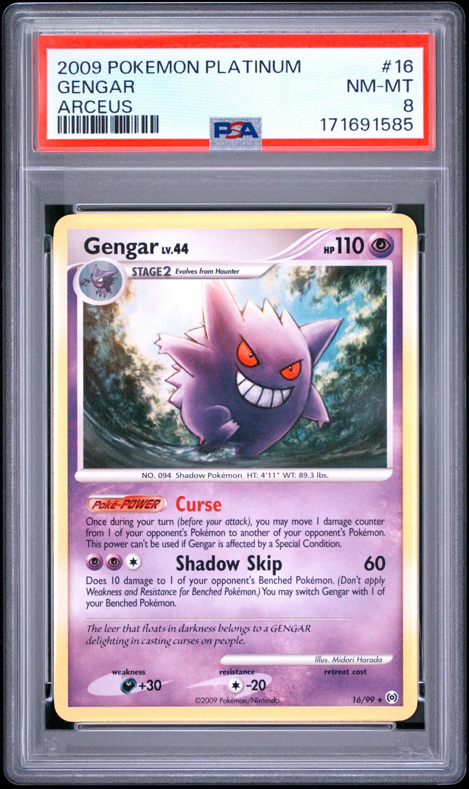 Gengar 16/99 PSA 8 Arceus Pokemon Card Game
