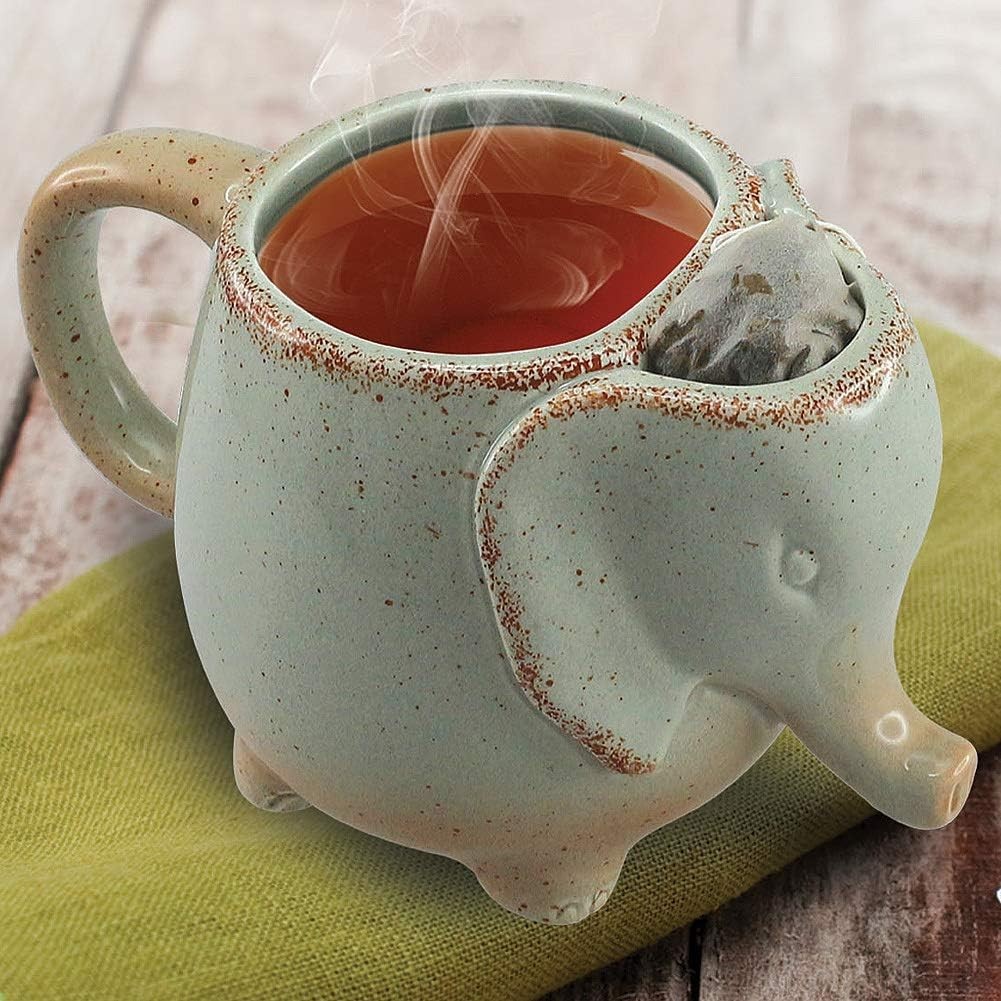 Ceramic 15oz Elephant Tea Mug Green