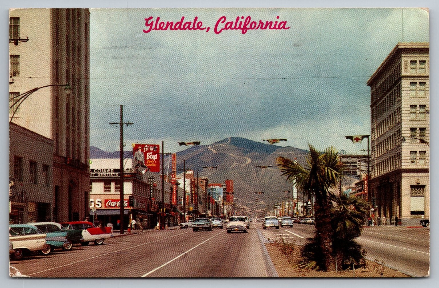 Vintage Glendale California Brand Avenue Street Scene Postcard 1961
