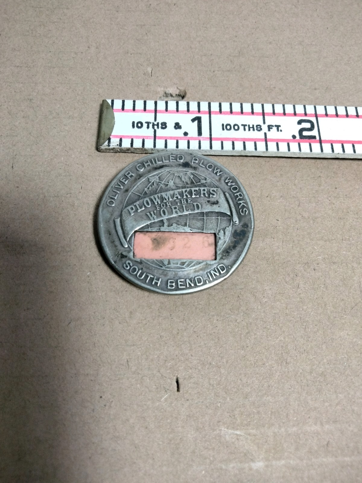 Vintage Oliver Chilled Plow Works Employee Badge South Bend Indiana Plowmakers
