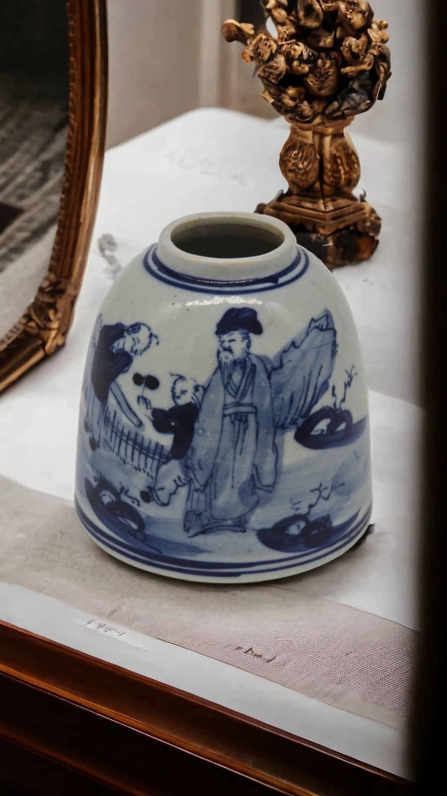 Festcool Antique Style Blue and White Porcelain Ceramic Covered Jar Vase, Chi...