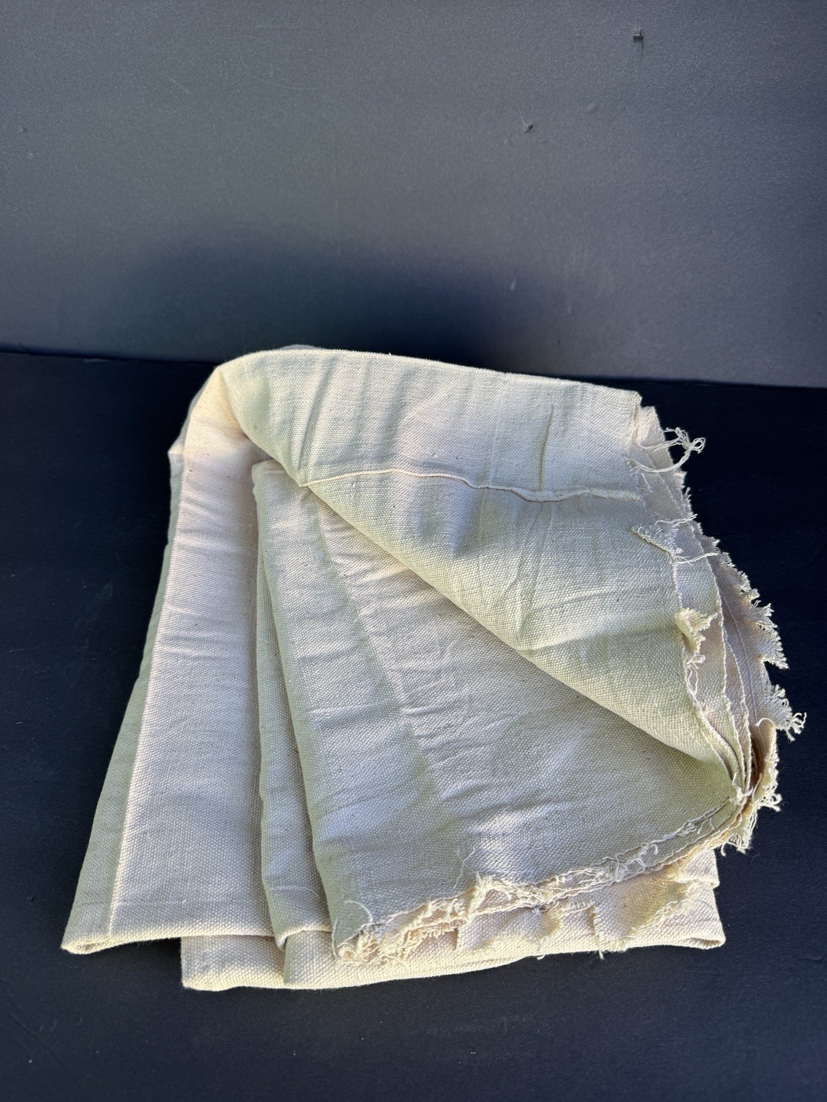 Vintage White Cotton Woven Manta Textile 47” x 68.5” Estate Find AS-IS