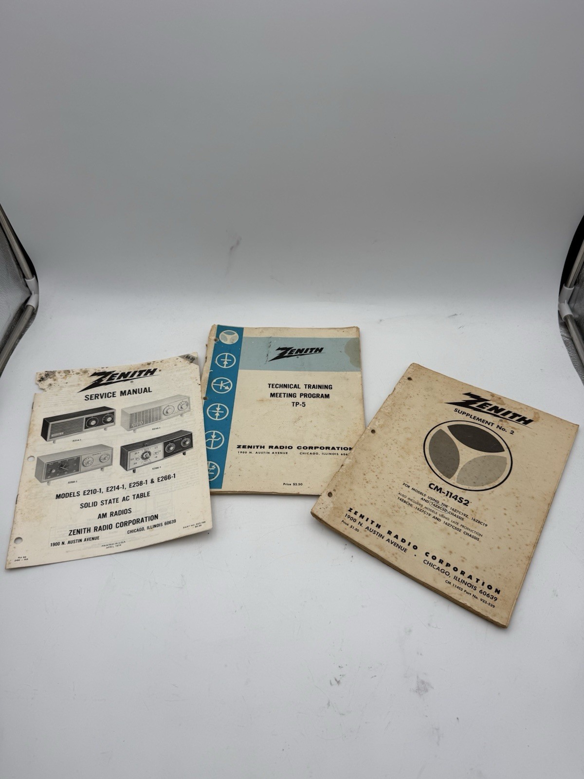 Vintage Zenith Service Manuals RA-59 TP-5 CM-11AS2 E210-1 E214-1 E258-1 E266-1