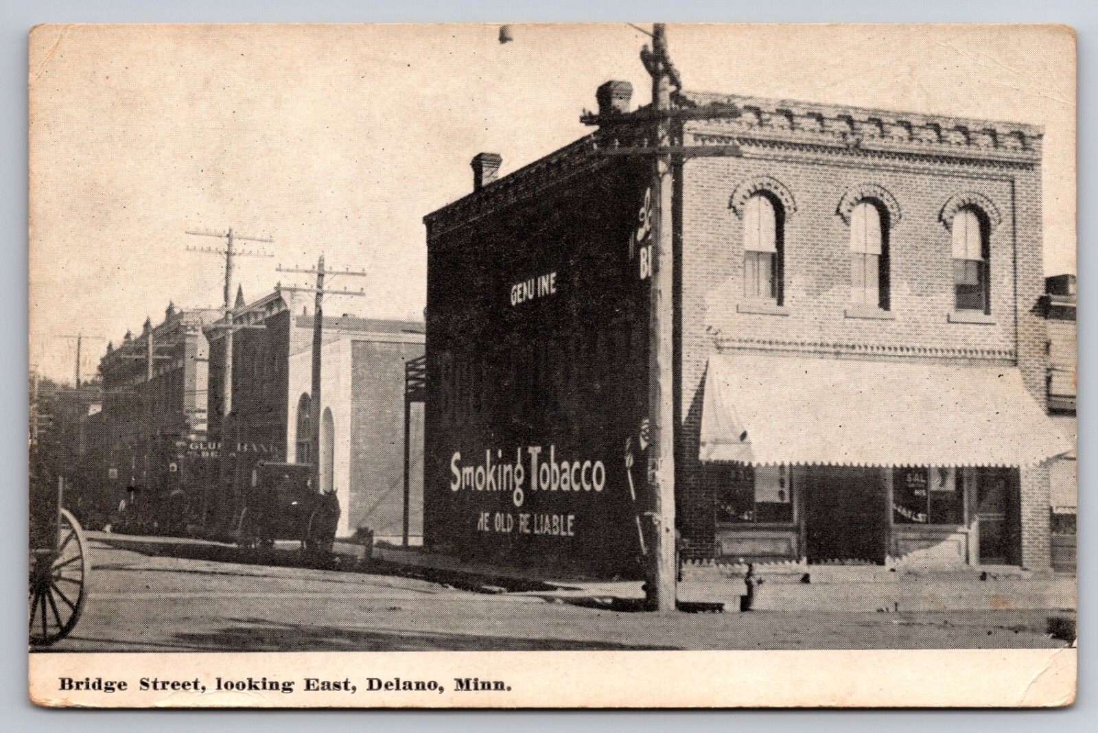 Bridge Street Looking East Delano Minnesota MN c1910 Postcard