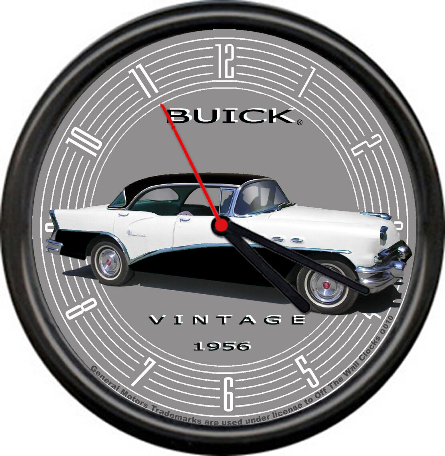 Licensed 1956 Buick 4 Door Sedan Vintage B&W General Motors Sign Wall Clock