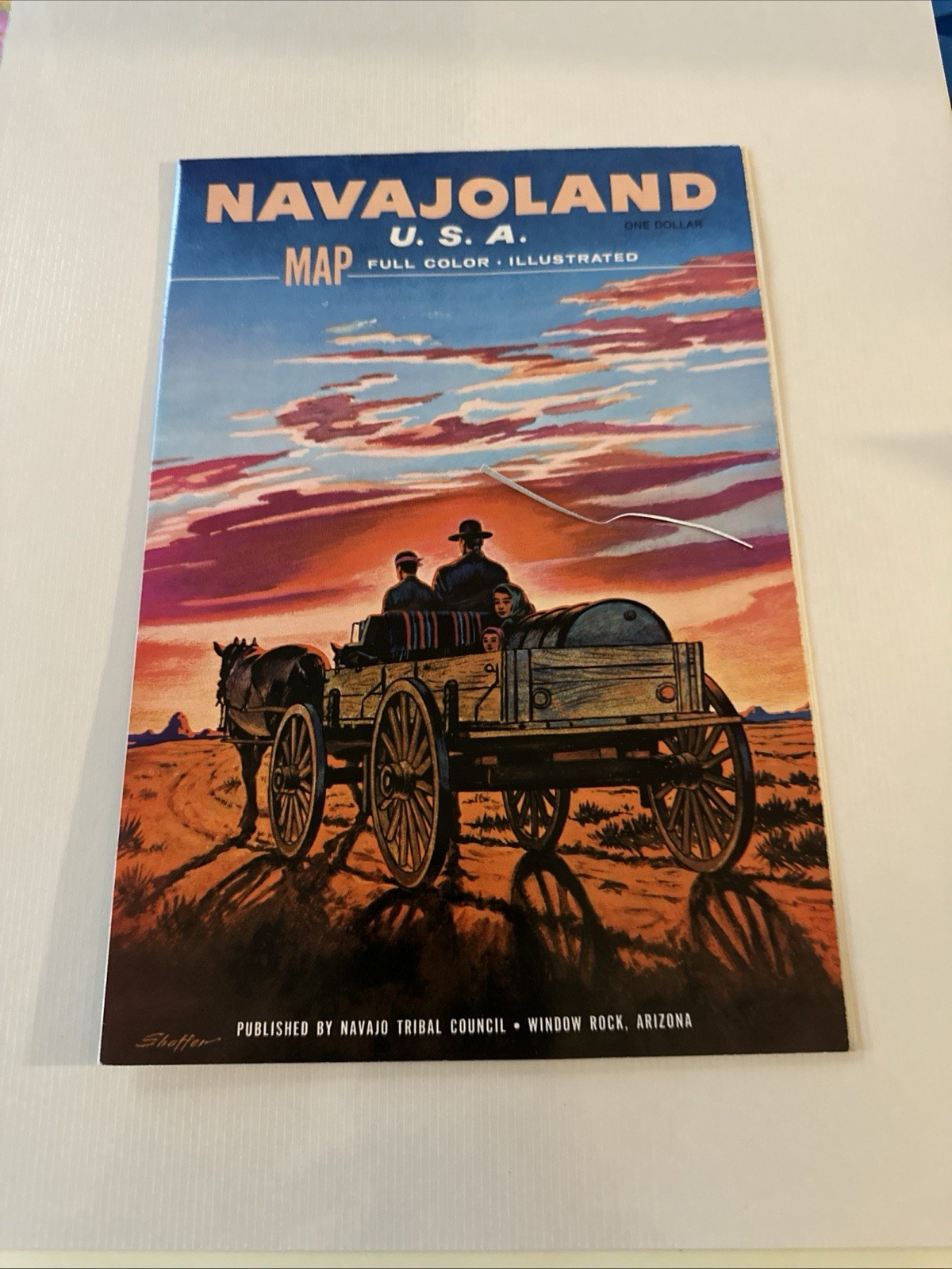VINTAGE   ILLUSTRATED CARTOON MAP NAVAJO LAND BY DON BLOODGOOD 1968 Map Rare