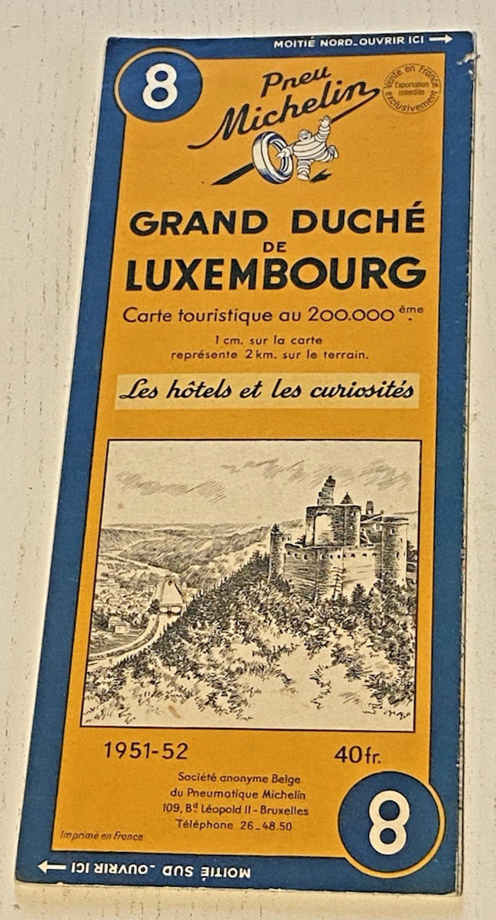 Michelin Card No. 8 - Grand Duchy of Luxembourg - 1951/52 - Beautiful Condition