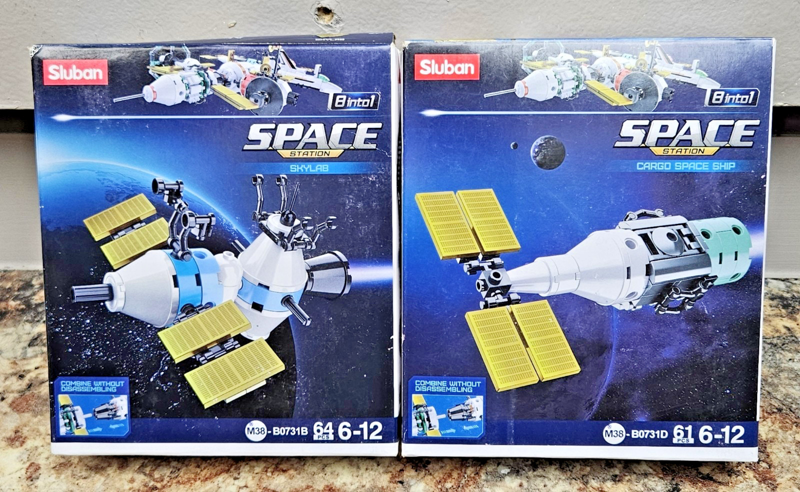 2 Sluban 8 Into 1 Space Station Cargo Space Ship M38-B0731B &D, Skylab Kits