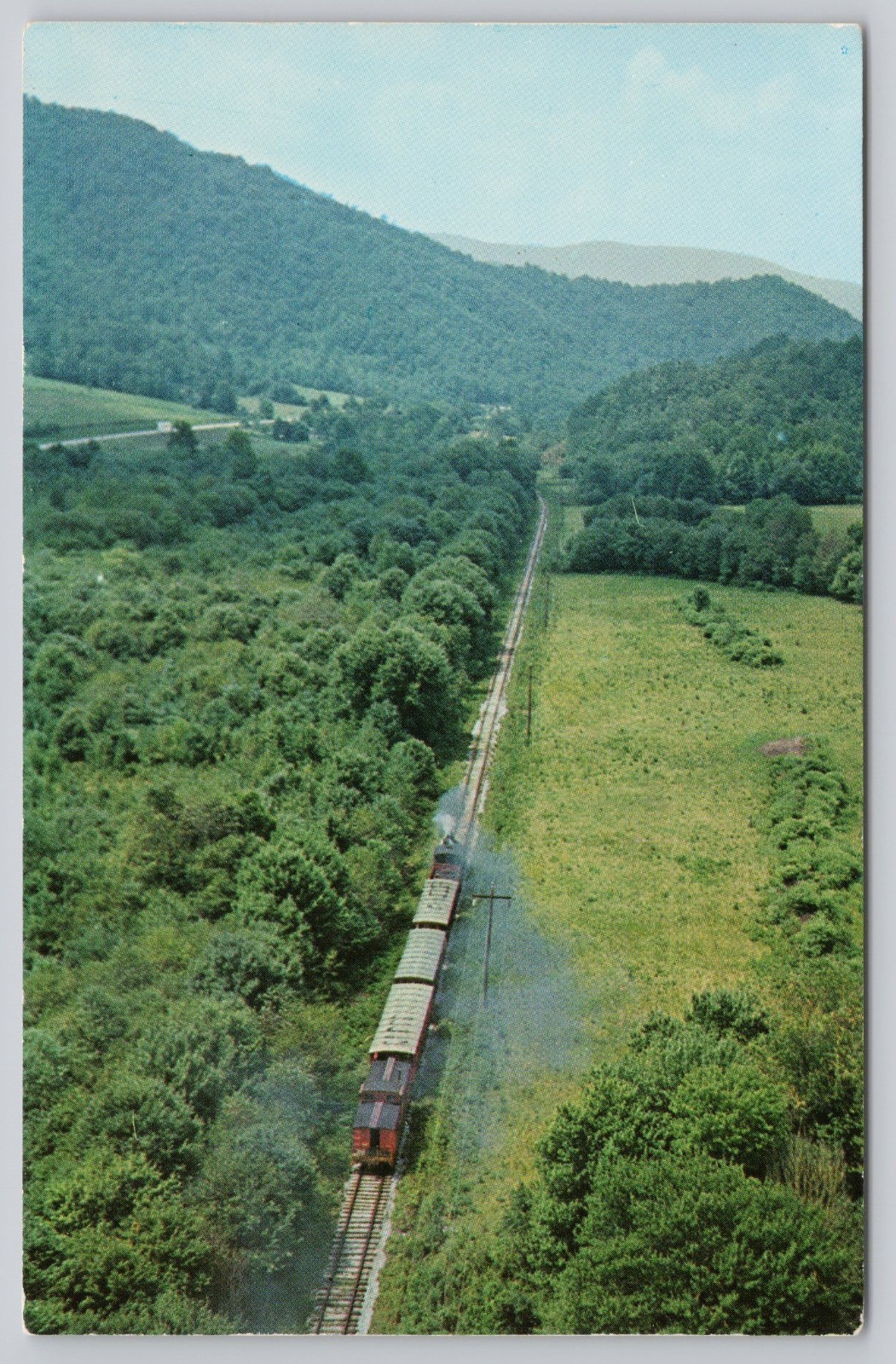 Train Crossing Flats Bear Creek Junction North Carolina Chrome Postcard