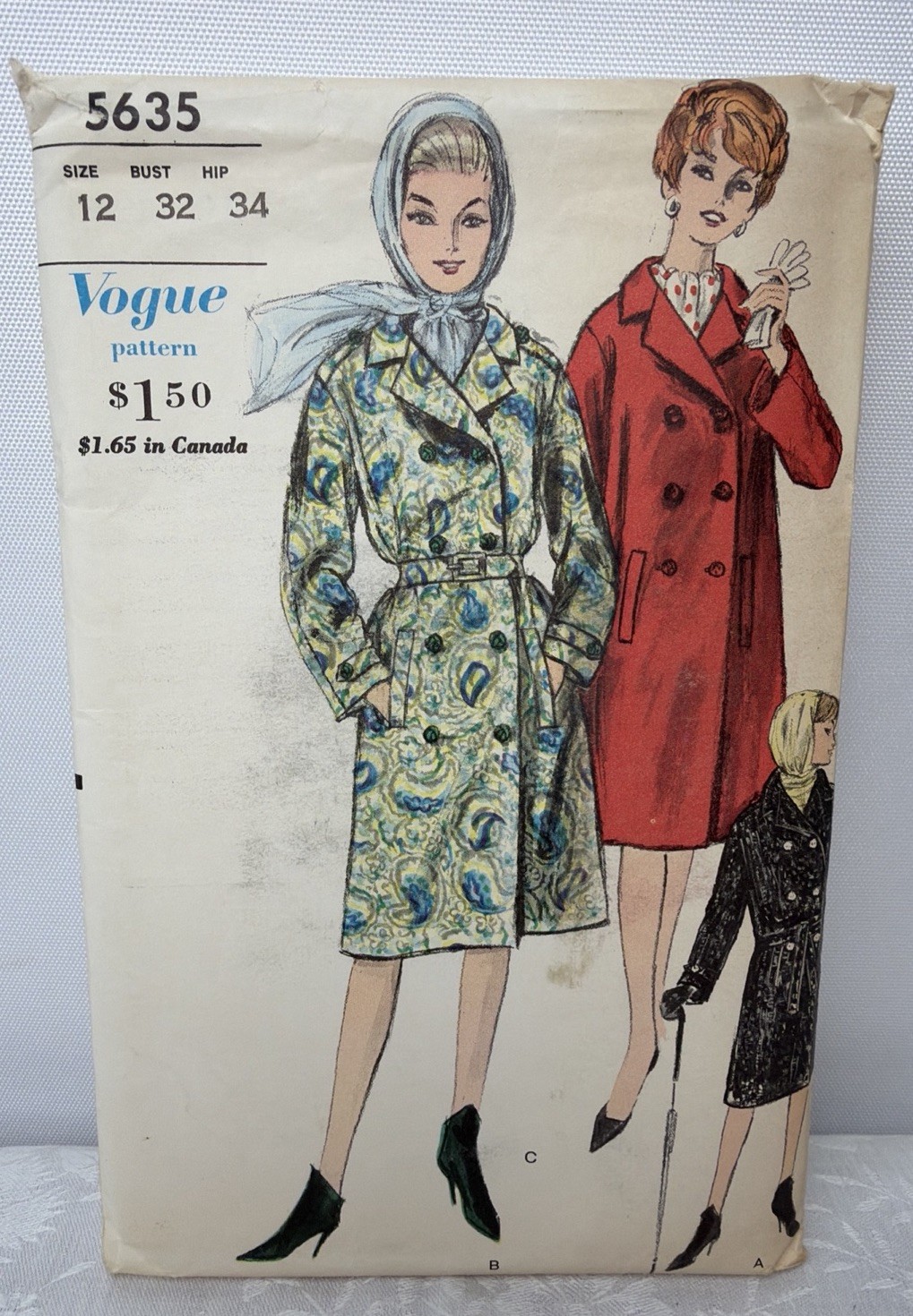 Vogue Women\'s Coat/Raincoat  Vtg c.1962 Original Sewing Pattern FF 6126 UNCUT
