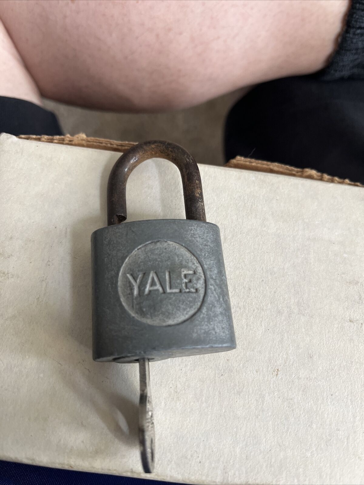YALE ANTIQUE padlock vintage  pad lock BRASS with Key Working