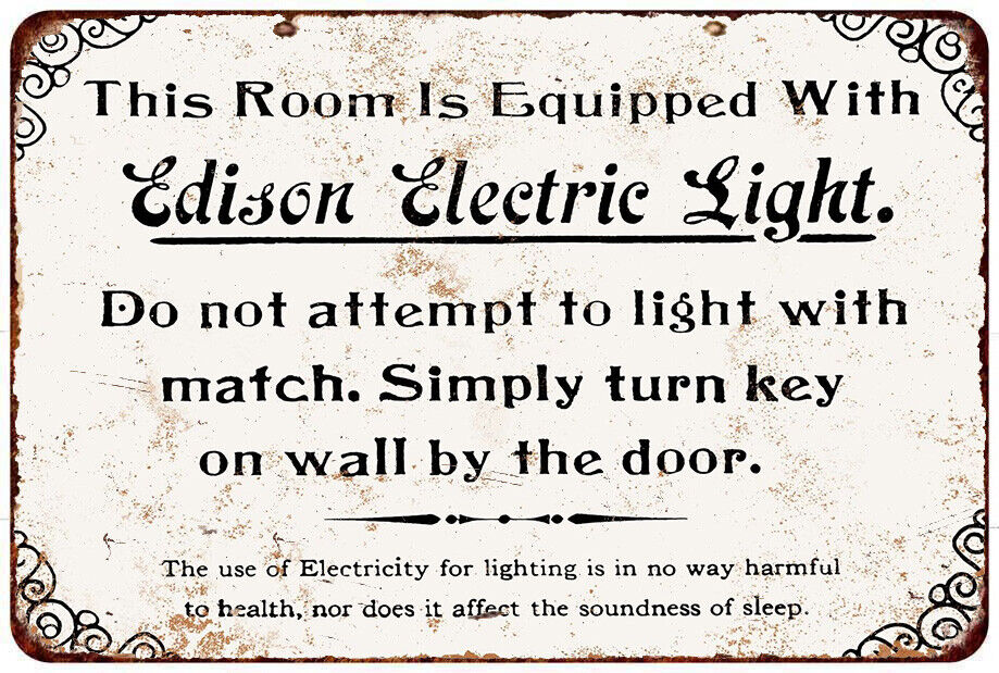 Edison Electric Lights Vintage reproduction metal sign