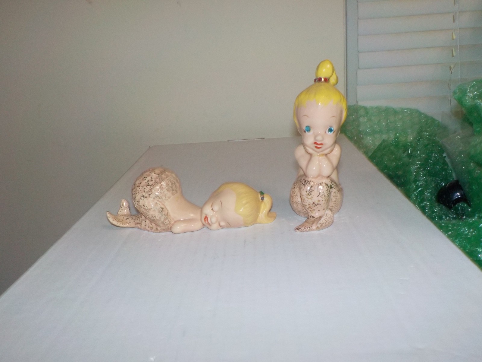 2 Vintage 1950's Kreiss Ceramic Little Mermaid Girls Group A