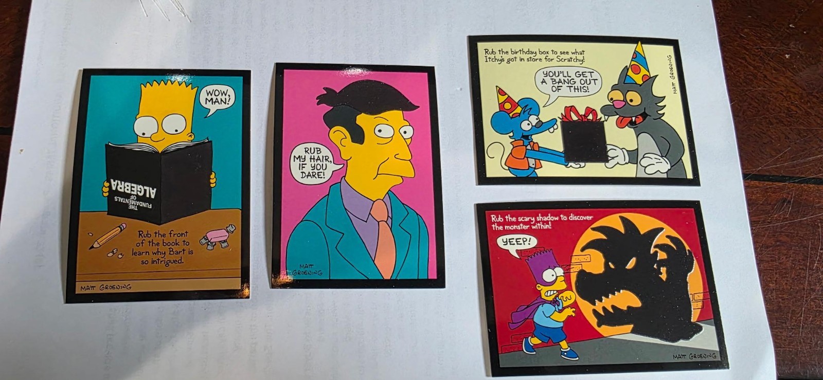1994 Skybox  THE SIMPSONS DISAPPEARING INK SET Series 2 D1- D2- D3- D4