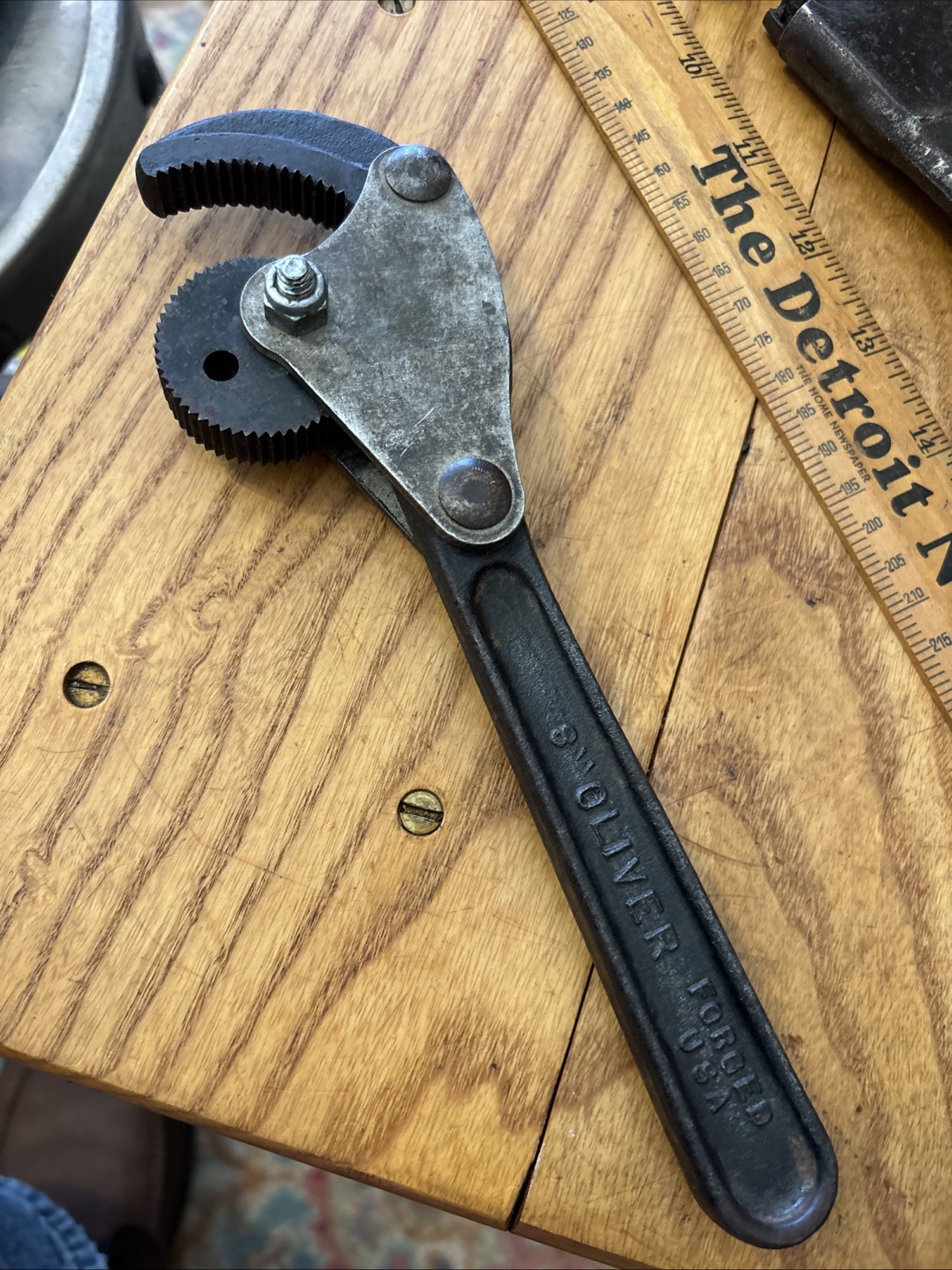 Vintage Oliver 8” Auto Self Adjusting Wrench Tool Forged In USA